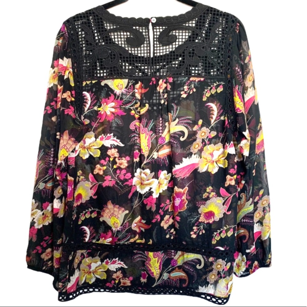 Anthropologie Meadow Rue lace trimmed floral top